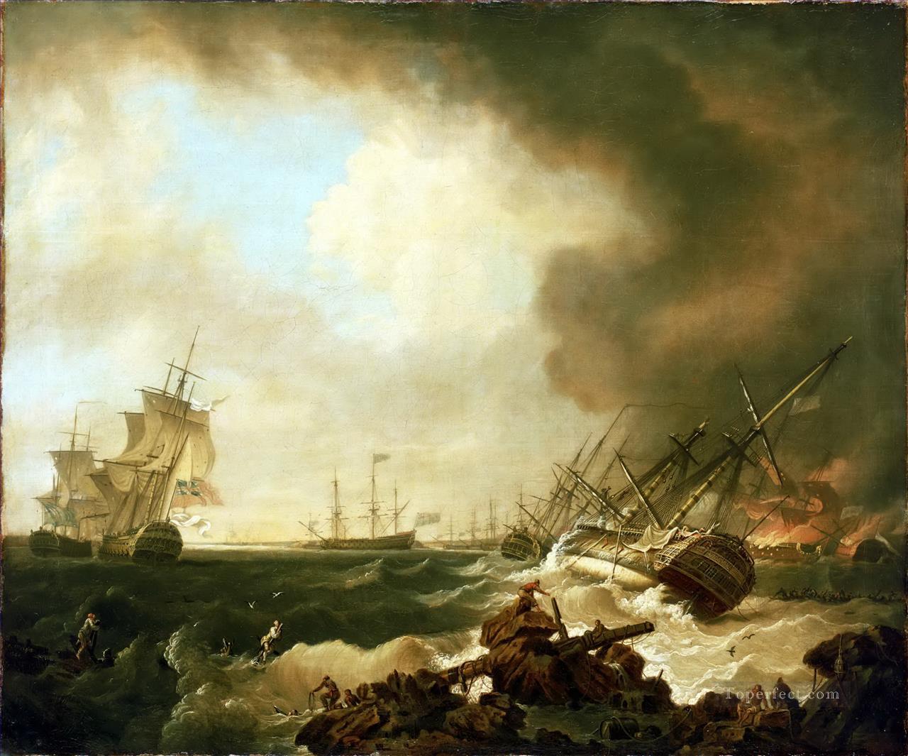 Bataille Cardinaux Naval Battles Oil Paintings